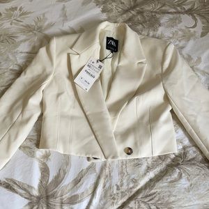 Zara cream / ivory cropped blazer NWT